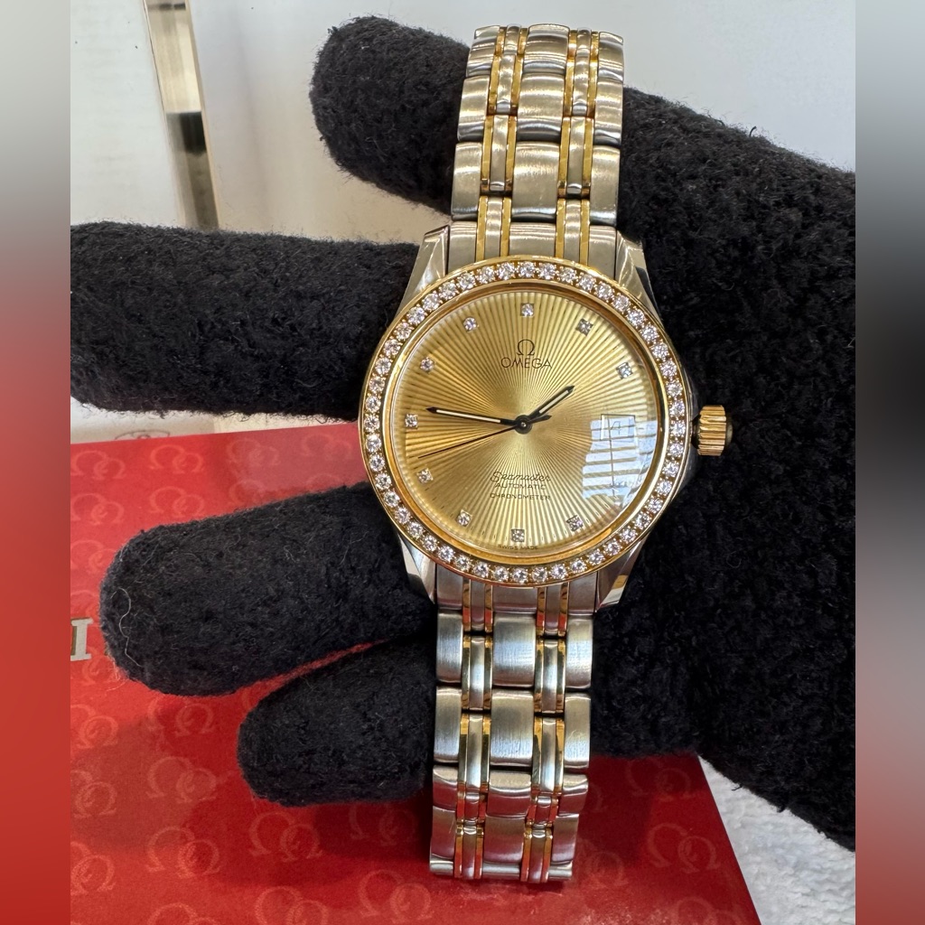 Omega TwoTone Gold SeamasterAutomatic Chronometer Dial Watch
